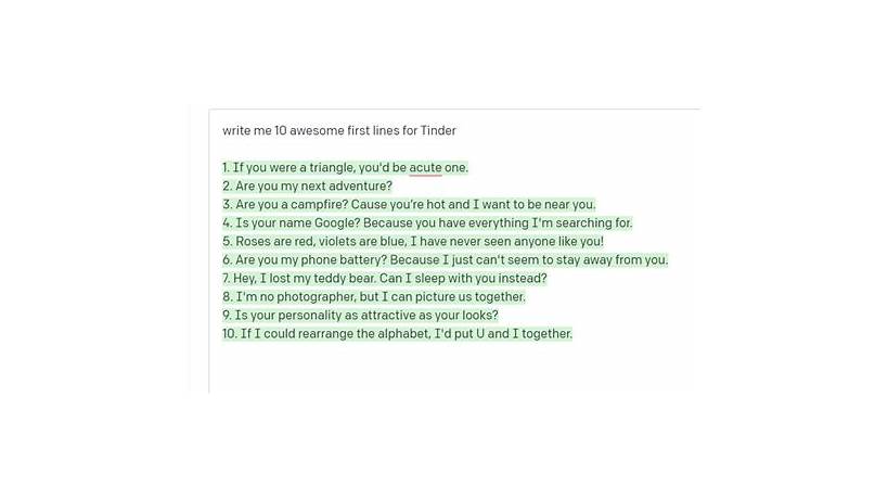 Clever tinder opening lines