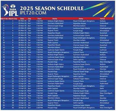 2025 ipl match date and time table