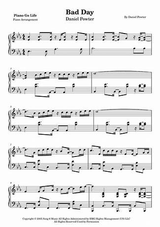 Bad day piano chords